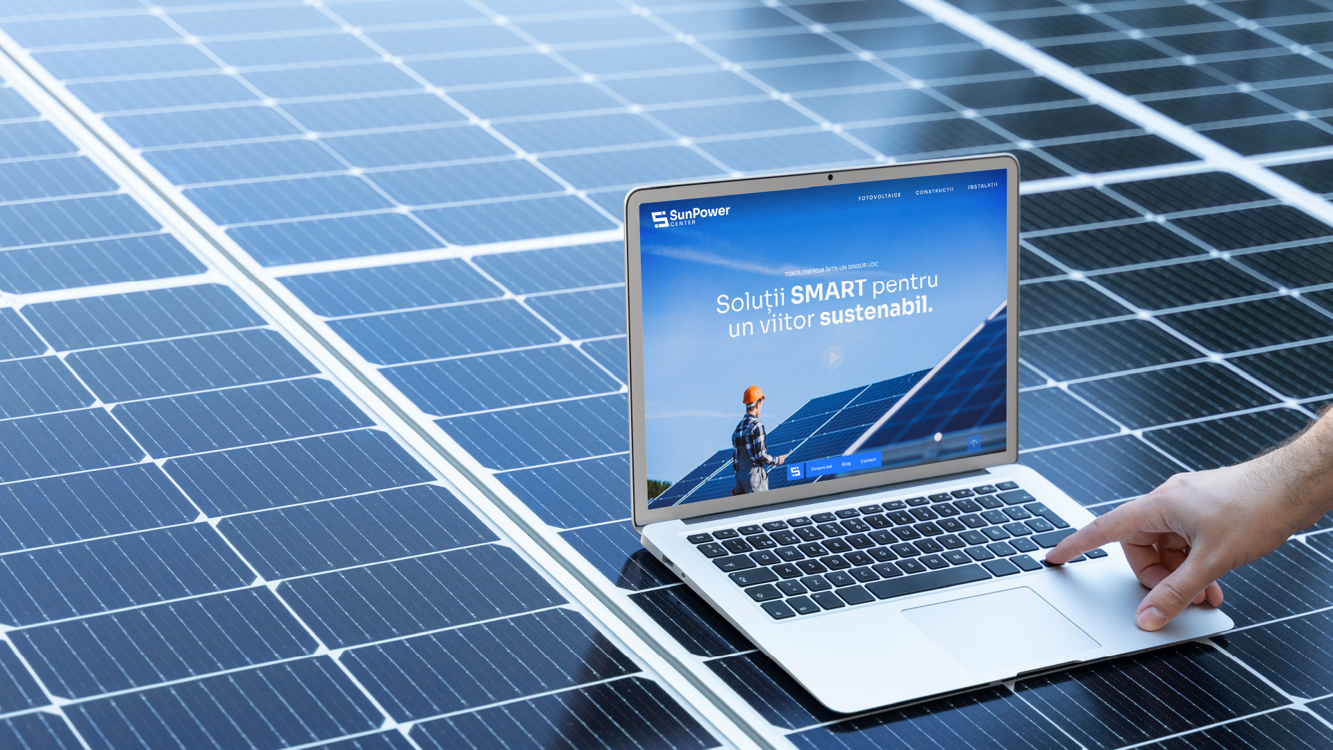 SunPower Center responsive website design showcasing sustainable energy solutions on a laptop